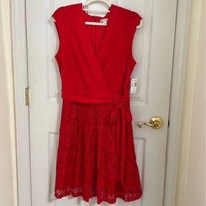 Dressbarn Red Lace Midi Dress